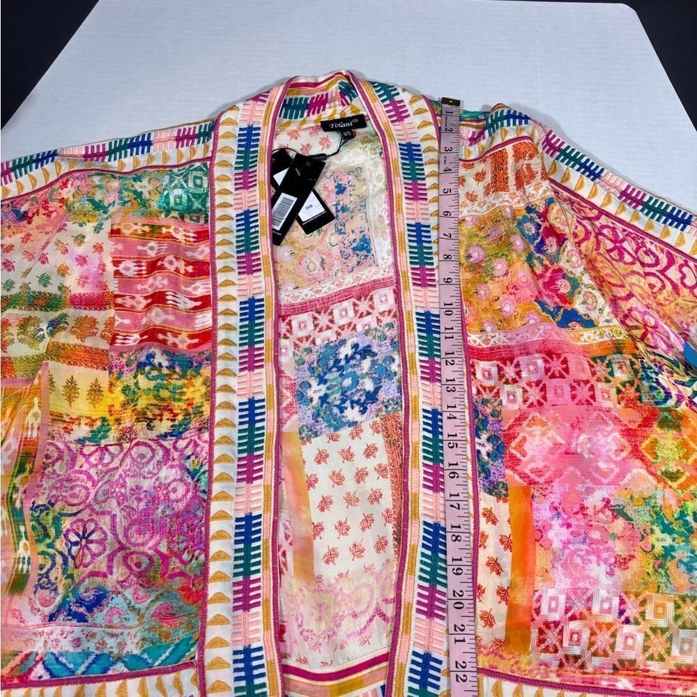 Tolani Raelyn hibiscus Kimono NEW with tags One Size embroidered, abstract, boho - Picture 15 of 15
